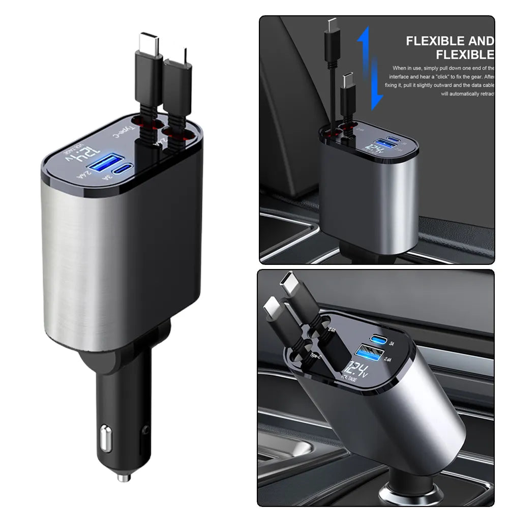 4 IN 1 Retractable Car Charger